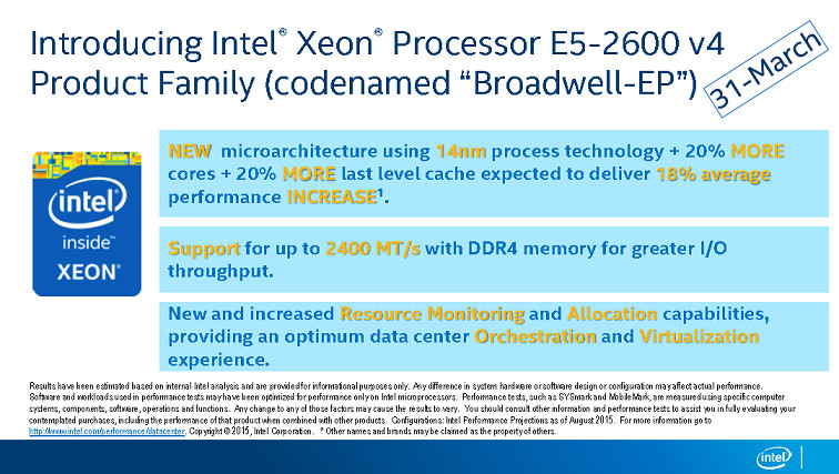 Immagine pubblicata in relazione al seguente contenuto: Intel lancer le CPU Xeon E5-2600 V4 (Broadwell-EP) entro fine mese? | Nome immagine: news24013_Intel-Xeon-Broadwell-EP-Slide-Leaked_1.jpg