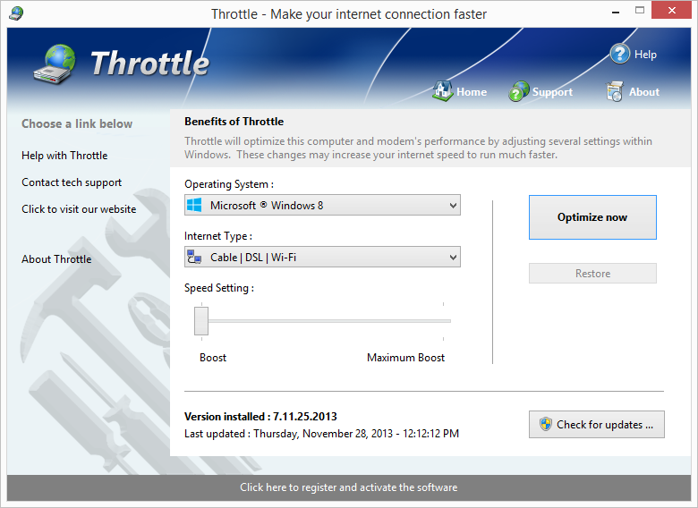 Immagine pubblicata in relazione al seguente contenuto: Throttle 8.4.18.2016 aumenta la velocit della connessione Internet | Nome immagine: news24132_Throttle-Screenshot_1.png