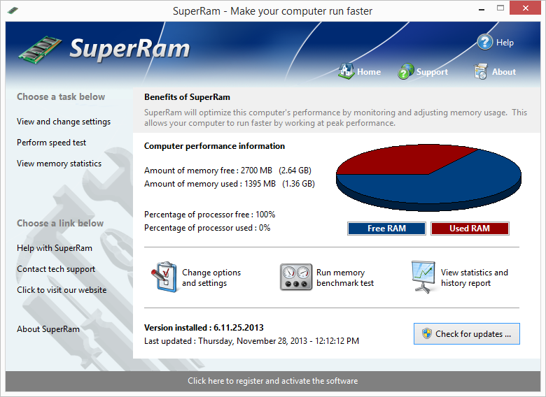 Media asset in full size related to 3dfxzone.it news item entitled as follows: RAM Tweaking & Tuning Utilities: SuperRam 7.4.18.2016 | Image Name: news24133_SuperRam-Screenshot_1.png