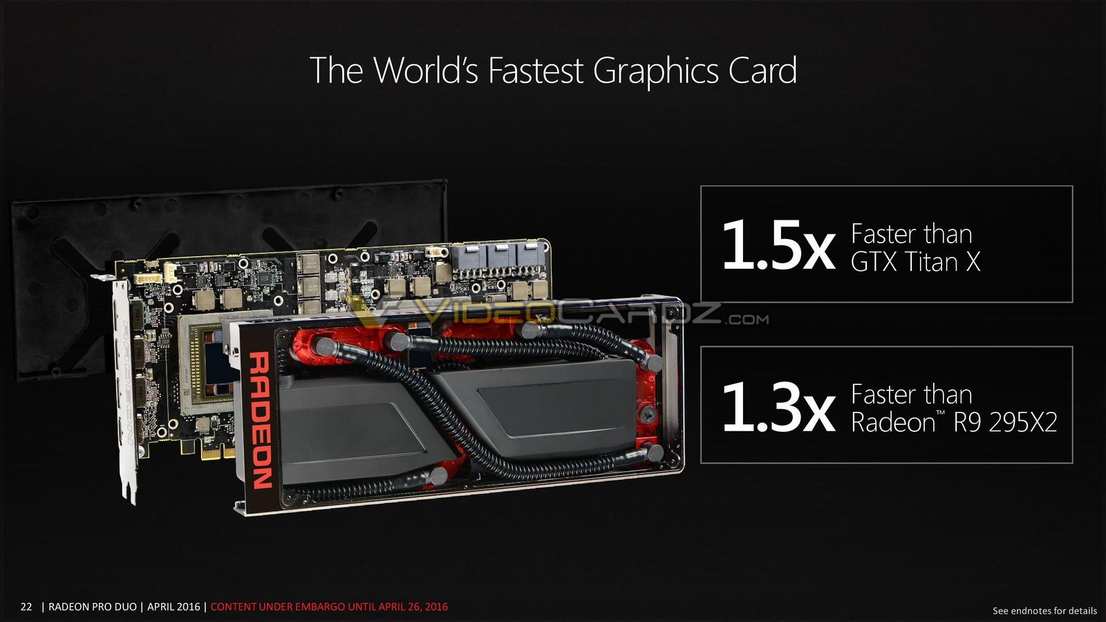 Media asset in full size related to 3dfxzone.it news item entitled as follows: Le slide leaked della presentazione ufficiale della dual-gpu Radeon Duo Pro | Image Name: news24168_AMD-Radeon-Pro-Duo-Slide_3.jpg