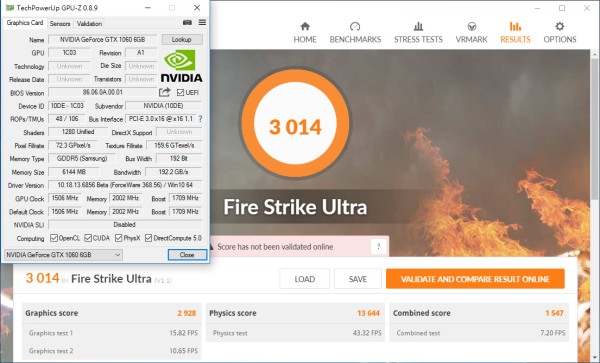 Immagine pubblicata in relazione al seguente contenuto: On line i primi benchmark di una video card NVIDIA GeForce GTX 1060 | Nome immagine: news24550_3DMark-Firestrike_2.jpg