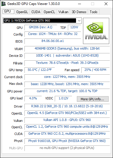 Immagine pubblicata in relazione al seguente contenuto: GPU Caps Viewer 1.30.2 supporta le Radeon Polaris e le GeForce Pascal | Nome immagine: news24710_GPU-Caps-Viewer_1.png