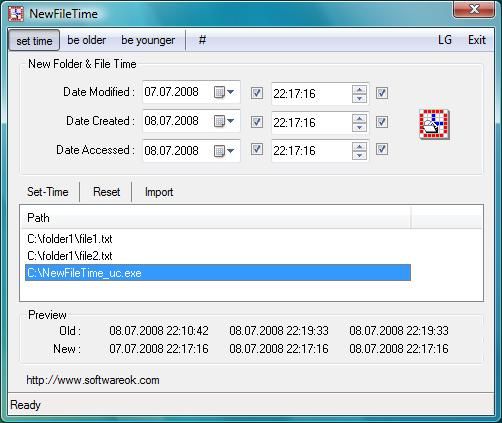 Immagine pubblicata in relazione al seguente contenuto: NewFileTime 2.67 cambia la data di creazione e modifica di file e directory | Nome immagine: news24823_NewFileTime-Screenshot_1.jpg