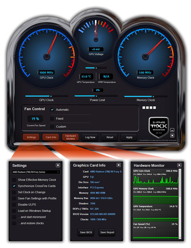 Media asset in full size related to 3dfxzone.it news item entitled as follows: Radeon Setup & Tweaking: SAPPHIRE TriXX Utility 6.0.0 beta | Image Name: news24832_Sapphire-TriXX-Utility-Screenshot_2.jpg