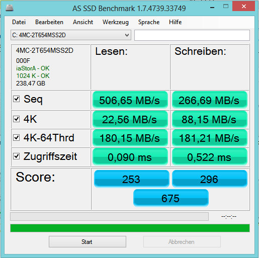 Media asset in full size related to 3dfxzone.it news item entitled as follows: AS SSD Benchmark 1.9.5986.35387 misura le performance dei drive a stato solido | Image Name: news24846_AS-SSD-Benchmark-Screenshot_1.png