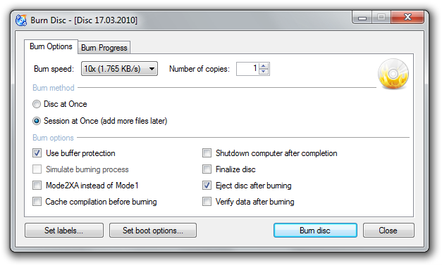 Media asset in full size related to 3dfxzone.it news item entitled as follows: CD/DVD/ Blu-ray Mastering & Backup: CDBurnerXP Portable 4.5.7.6321 | Image Name: news24875_CDBurnerXP-Screenshot_1.png