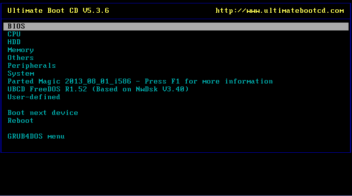 Immagine pubblicata in relazione al seguente contenuto: Hardware Diagnostics & Testing Utilities: Ultimate Boot CD (UBCD) 5.3.6 | Nome immagine: news24980_Ultimate-Boot-CD_1.gif