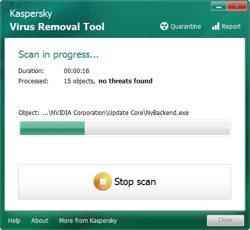 Media asset in full size related to 3dfxzone.it news item entitled as follows: Portable AntiVirus Tools: Kaspersky Virus Removal Tool 15.0.19.0 (2016.02.10) | Image Name: news25015_Kaspersky-Virus-Removal-Tool-Screenshot_1.jpg