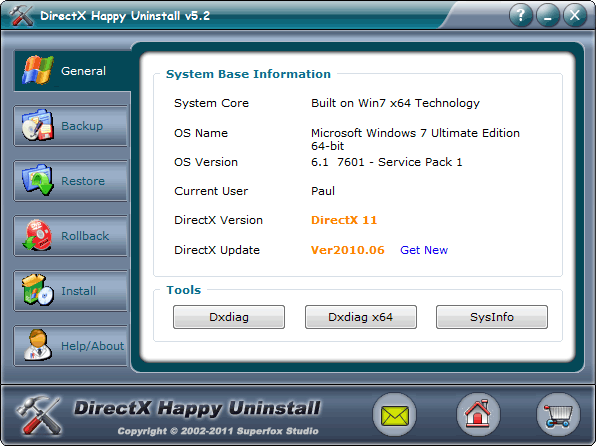 Immagine pubblicata in relazione al seguente contenuto: Disinstallare e salvare le librerie DirectX con DirectX Happy Uninstall 6.6 | Nome immagine: news25158_DirectX-Happy-Uninstall-Screenshot_1.gif