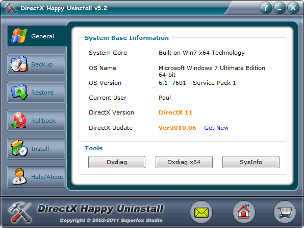 Media asset in full size related to 3dfxzone.it news item entitled as follows: Disinstallare e salvare le librerie DirectX con DirectX Happy Uninstall 6.6 | Image Name: news25158_DirectX-Happy-Uninstall-Screenshot_1.gif