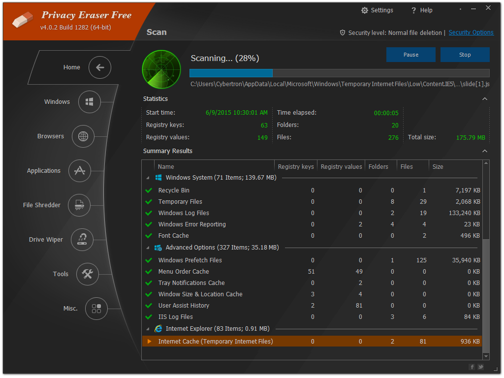 Media asset in full size related to 3dfxzone.it news item entitled as follows: Proteggere la privacy in ambiente Windows con Privacy Eraser 4.18.0.2188 | Image Name: news25263_Privacy-Eraser-Screenshot_2.png