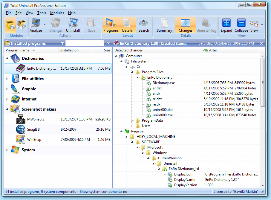 Media asset in full size related to 3dfxzone.it news item entitled as follows: Total Uninstall 6.17.2 consente la manutenzione del PC e supporta Windows 10 | Image Name: news25287_Total-Uninstall-Screenshot_2.png