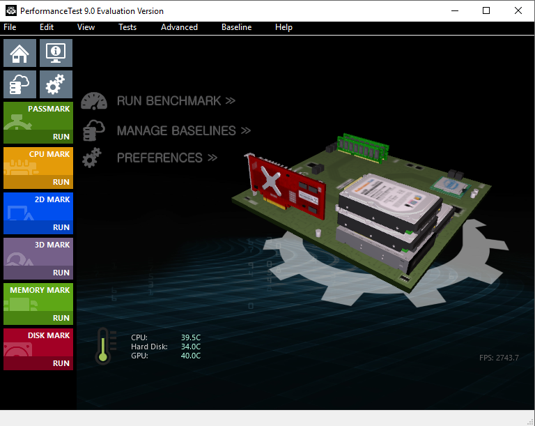 Immagine pubblicata in relazione al seguente contenuto: Benchmark Utilities: PassMark PerformanceTest 9.0 build 1005 | Nome immagine: news25321_PerformanceTest_screenshot_1.png