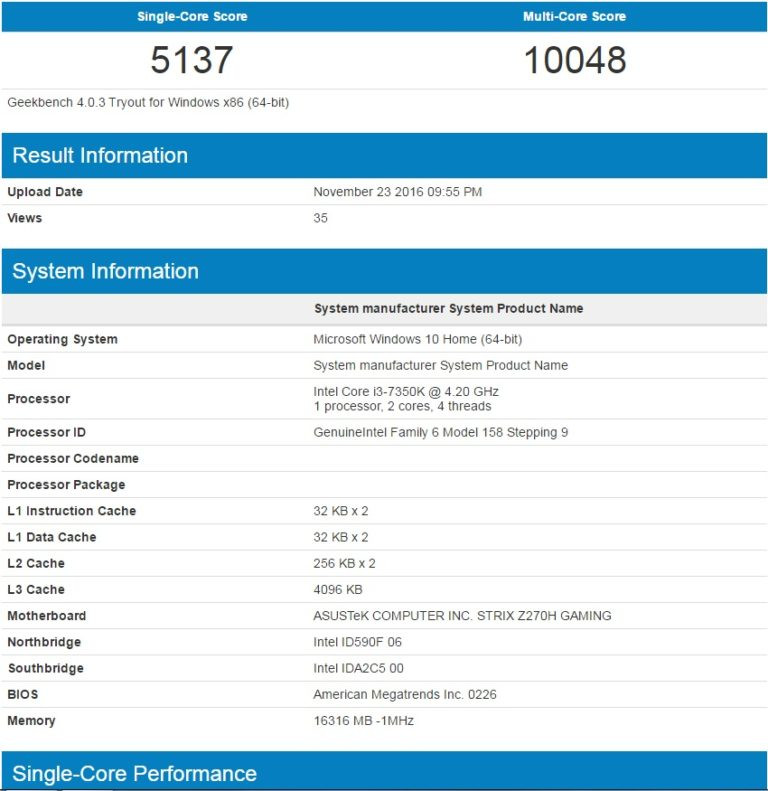 Immagine pubblicata in relazione al seguente contenuto: Primi benchmark con Geekbench del processore Kaby Lake Core i3-7350K di Intel | Nome immagine: news25340_Core-i3-7350K_1.jpg