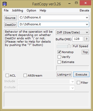 Immagine pubblicata in relazione al seguente contenuto: FastCopy 3.26 copia file e directory, e sincronizza in modalit incrementale | Nome immagine: news25391_FastCopy-Screenshot_1.jpg