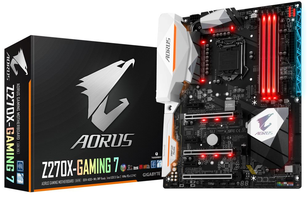 Immagine pubblicata in relazione al seguente contenuto: Prime foto della motherboard gaming-oriented Aorus Z270X-Gaming 7 di GIGABYTE | Nome immagine: news25402_GIGABYTE-Aorus-Z270X-Gaming-7_2.jpg