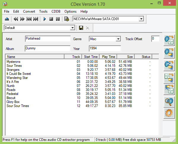 Immagine pubblicata in relazione al seguente contenuto: Free Audio Ripping & Playback Utilities: CDex 1.82 - Windows 10 Ready | Nome immagine: news25514_CDex-Screenshot_1.png