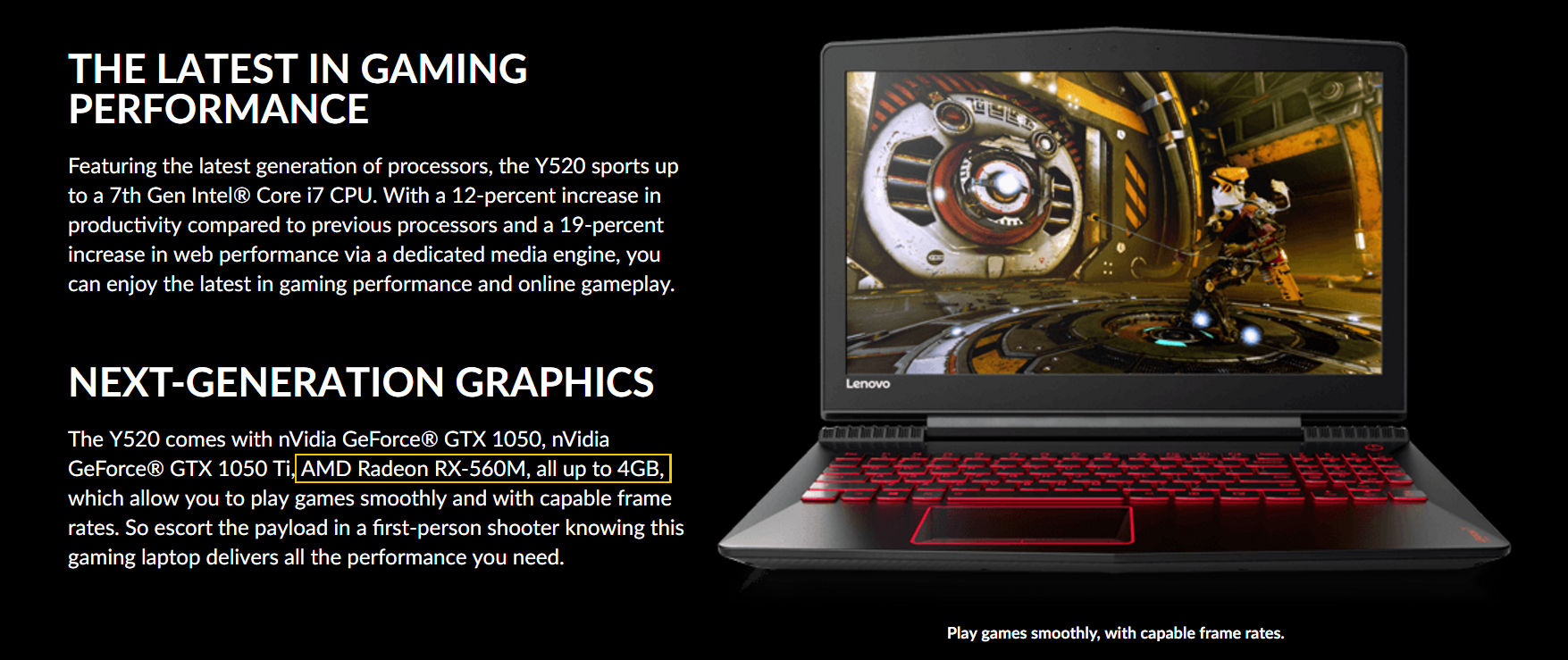 Immagine pubblicata in relazione al seguente contenuto: Lenovo rivela l'esistenza della GPU AMD Radeon RX 560M per notebook | Nome immagine: news25571_AMD-Radeon-RX-560M-Lenovo-Y520_1.jpg