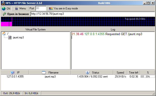 Media asset in full size related to 3dfxzone.it news item entitled as follows: Realizzare un server HTTP a costo zero con HFS - HTTP File Server 2.3j build 298 | Image Name: news25928_HFS-HTTP-File-Server-Screenshot_1.png