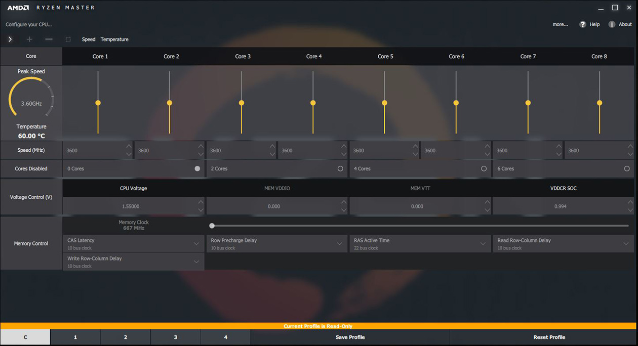 Media asset in full size related to 3dfxzone.it news item entitled as follows: AMD Overclocking & Monitoring Utilities: Ryzen Master 1.0.0.0227 | Image Name: news26012_AMD-Ryzen-Master-Screenshot_2.jpg