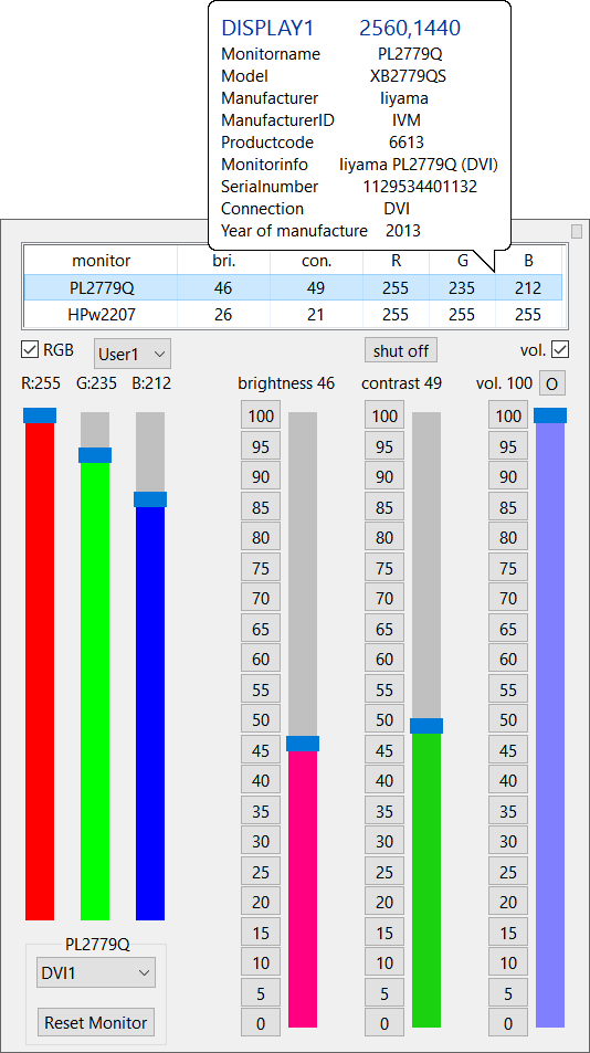 Immagine pubblicata in relazione al seguente contenuto: ClickMonitorDDC 3.4 configura luminosit, contrasto e colori dei monitor | Nome immagine: news26174_ClickMonitorDDC-Screenshot_1.png