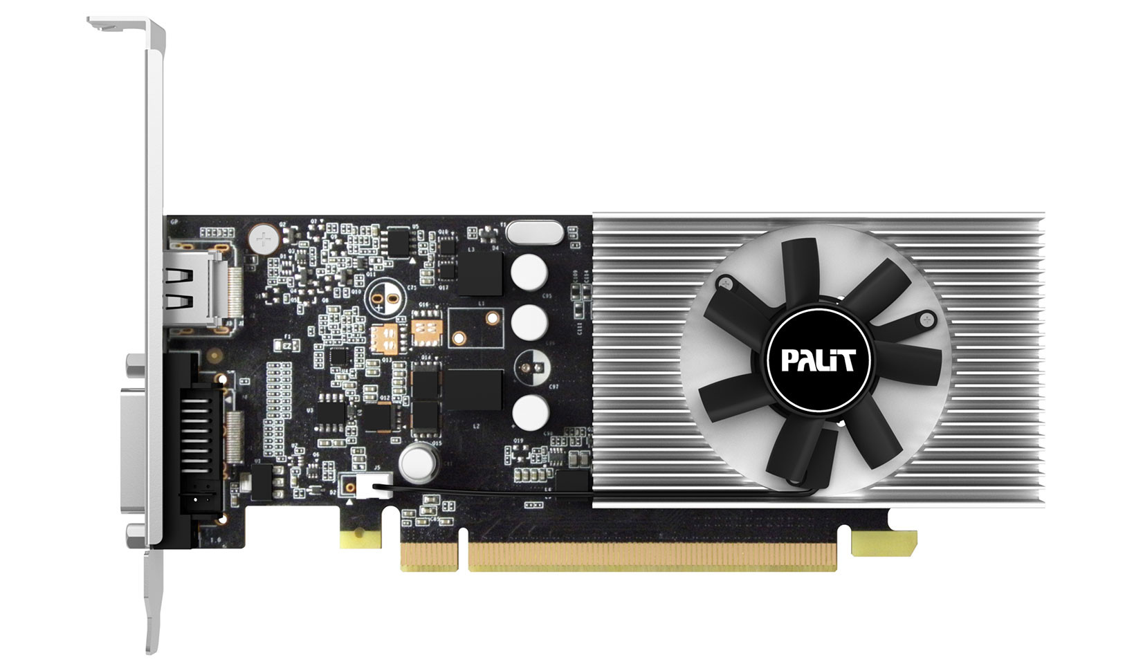 Immagine pubblicata in relazione al seguente contenuto: Palit annuncia la video card GeForce GT 1030 con GPU Pascal GP108 e 2GB di GDDR5 | Nome immagine: news26346_Palit-GeForce-GT-1030_1.jpg