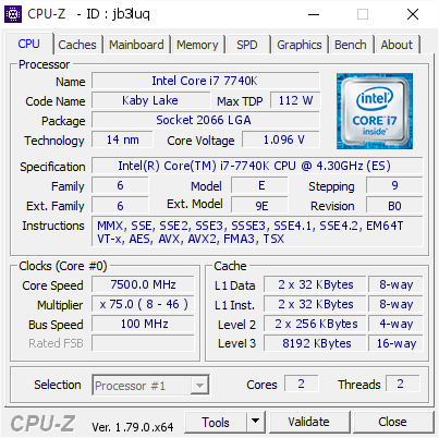 Media asset in full size related to 3dfxzone.it news item entitled as follows: Extreme Overclocking: una CPU Intel Core i7-7740K @7.5GHz con elio liquido | Image Name: news26487_Intel-Core-i7-7740K-Kaby-Lake-X-Overclocking_2.png