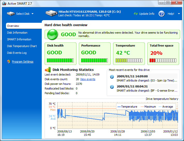 Immagine pubblicata in relazione al seguente contenuto: HDD & SSD - Monitoring & Information Utilities: ActiveSMART 2.9.82.162 | Nome immagine: news26803_ActiveSMART-Screenshot_1.png