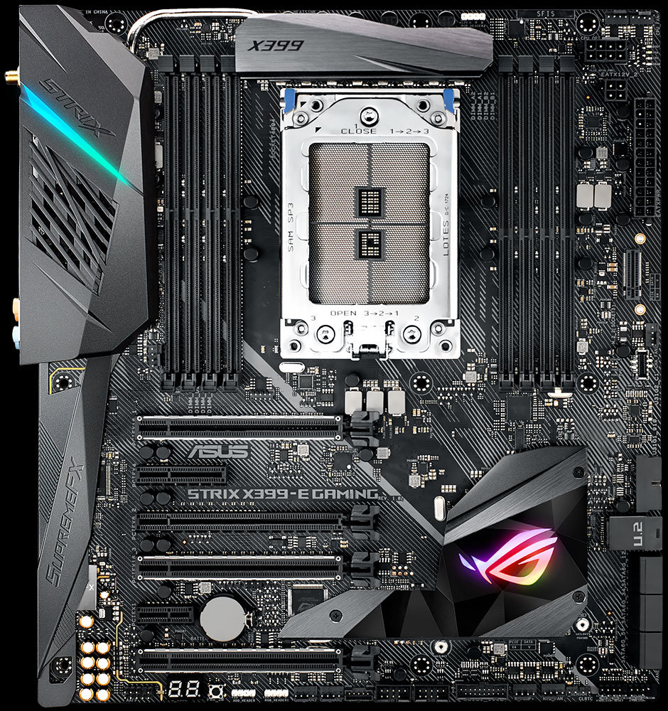 Media asset in full size related to 3dfxzone.it news item entitled as follows: ASUS presenta la motherboard ROG Strix X399-E Gaming per Threadripper | Image Name: news26836_ROG-Strix-X399-E-Gaming_1.jpg