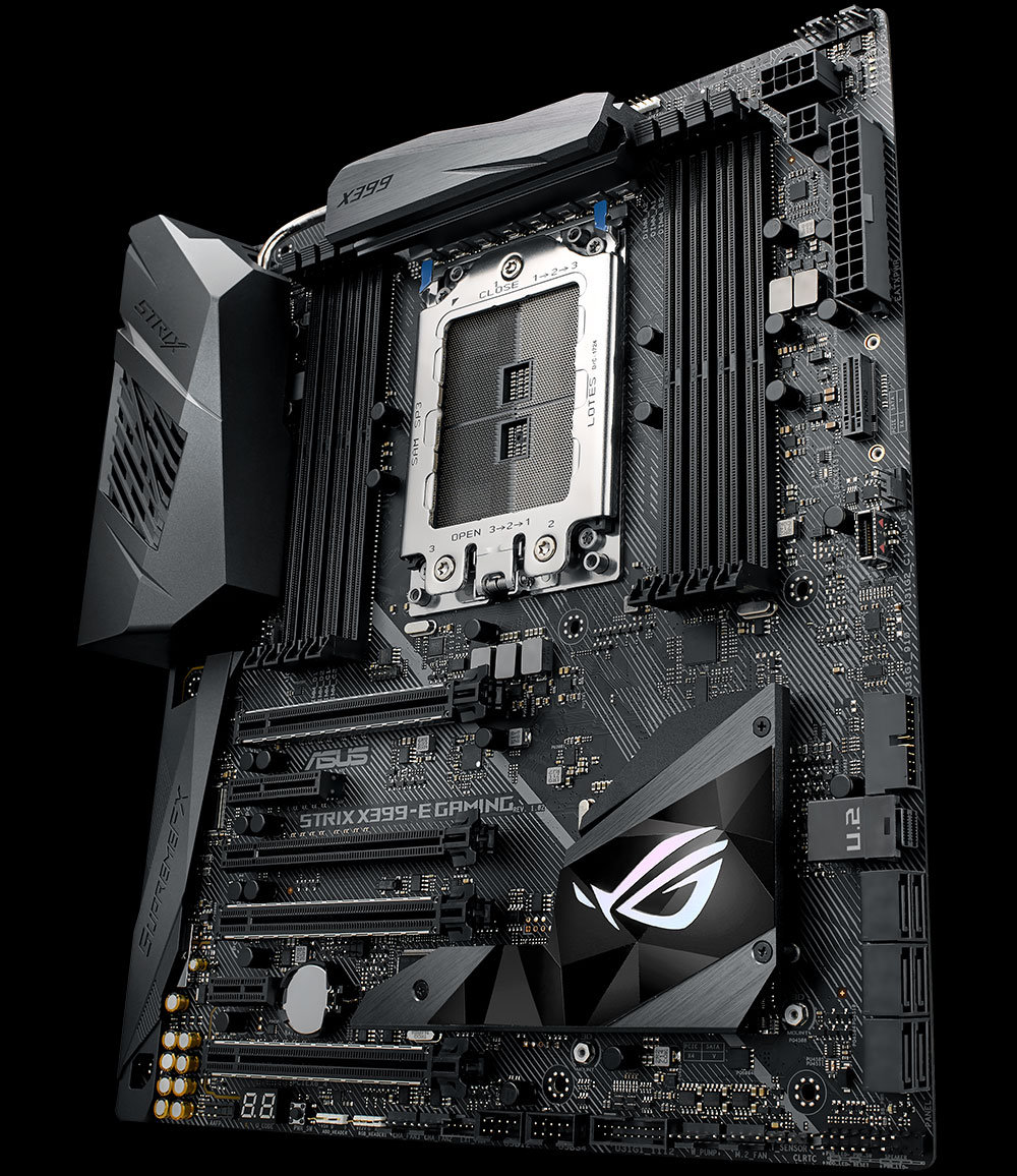 Immagine pubblicata in relazione al seguente contenuto: ASUS presenta la motherboard ROG Strix X399-E Gaming per Threadripper | Nome immagine: news26836_ROG-Strix-X399-E-Gaming_3.jpg