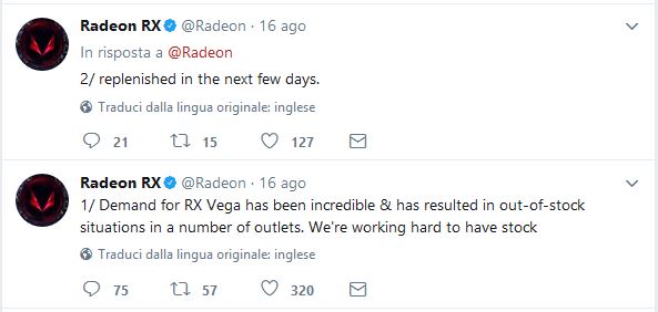 Media asset in full size related to 3dfxzone.it news item entitled as follows: AMD al lavoro per aumentare le scorte delle video card Radeon RX Vega | Image Name: news26869_Radeon-RX-Vega-64-Market-Availability_1.jpg