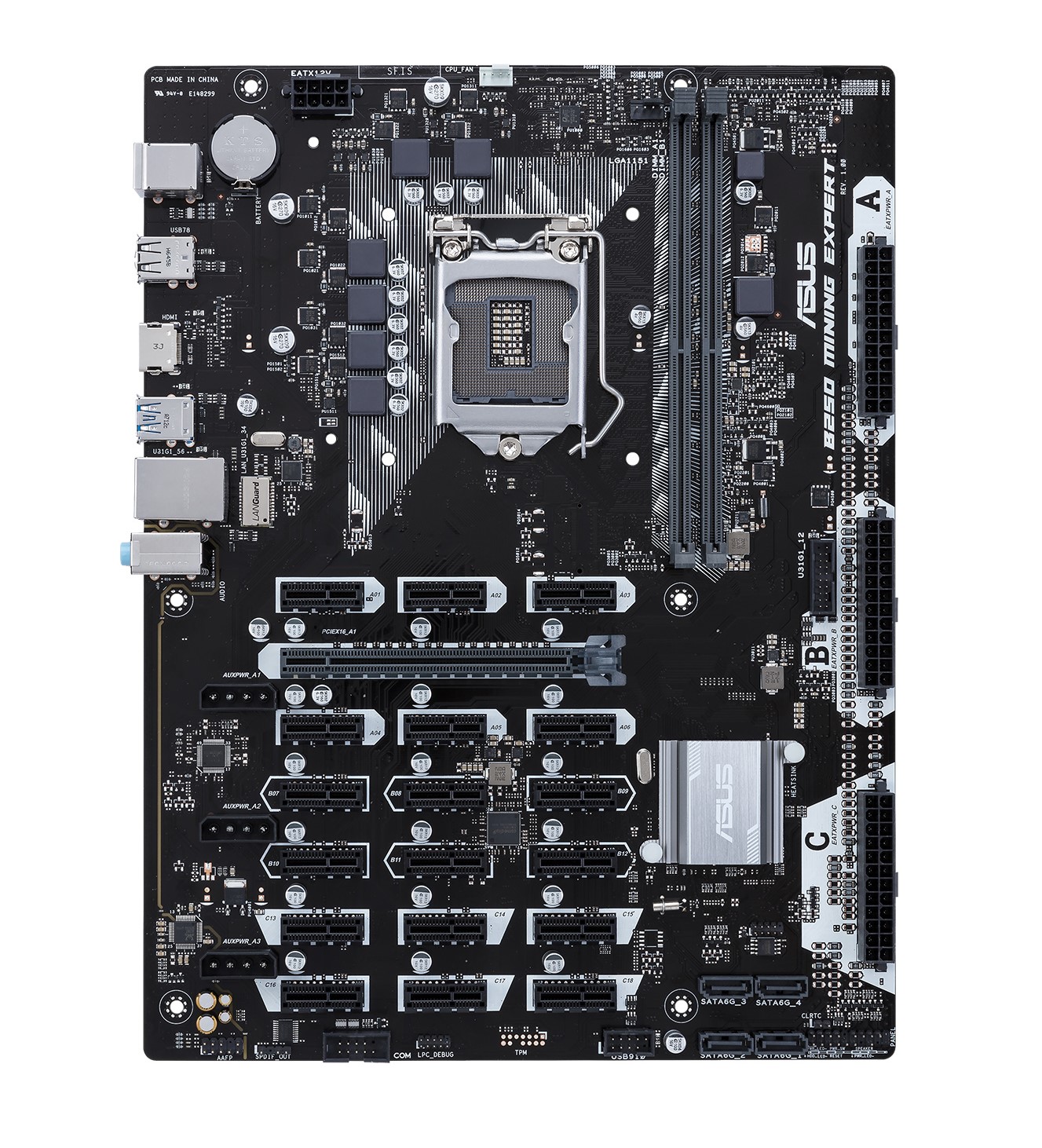 Immagine pubblicata in relazione al seguente contenuto: La motherboard ASUS B250 Mining Expert pu gestire fino a 19 video card | Nome immagine: news26894_ASUS-B250-Mining-Expert_1.jpg