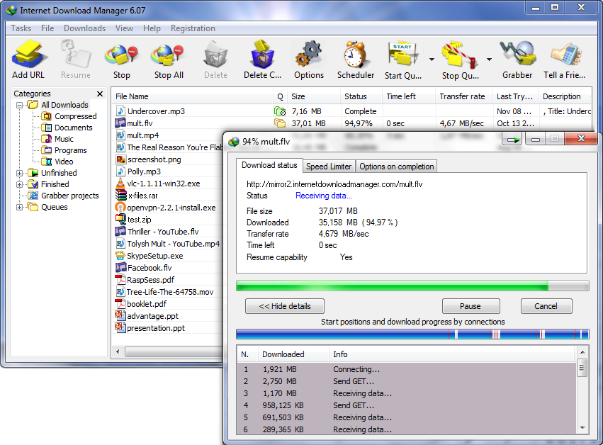 Media asset in full size related to 3dfxzone.it news item entitled as follows: Internet Download Manager 6.29 build 2 semplifica il download dei file | Image Name: news27166_Internet-Download-Manager-Screenshot_1.png