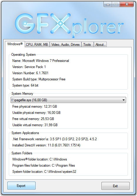Immagine pubblicata in relazione al seguente contenuto: Free System Information Utilities: GFXplorer 3.9.6 - Windows 10 Ready | Nome immagine: news27228_GFXplorer-Screenshot_1.jpg