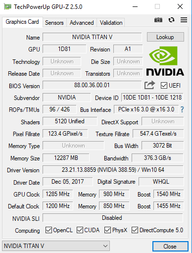 Immagine pubblicata in relazione al seguente contenuto: Primi benchmark della monster video card TITAN V con GPU NVIDIA Volta | Nome immagine: news27508_NVIDIA-TITAN-V-Benchmark_1.png