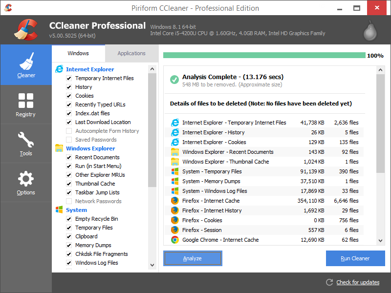 Immagine pubblicata in relazione al seguente contenuto: CCleaner Standard 5.38.6357 migliora il supporto dei browser Edge e Chrome | Nome immagine: news27516_CCleaner-Screenshot_1.png