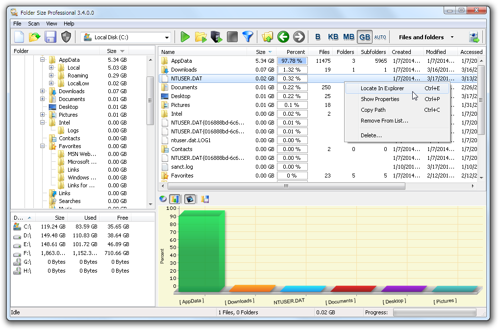 Media asset in full size related to 3dfxzone.it news item entitled as follows: Folder Size Freeware 3.7.0.0 visualizza lo spazio occupato da file e directory | Image Name: news27642_Folder-Size-Screenshot_1.png