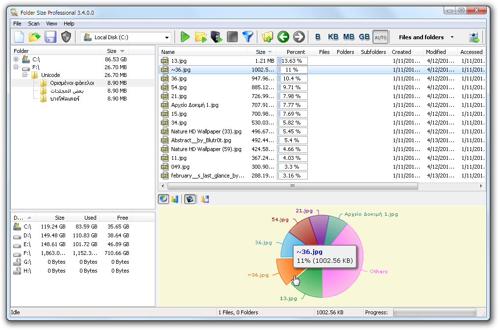 Immagine pubblicata in relazione al seguente contenuto: Folder Size Freeware 3.7.0.0 visualizza lo spazio occupato da file e directory | Nome immagine: news27642_Folder-Size-Screenshot_2.png