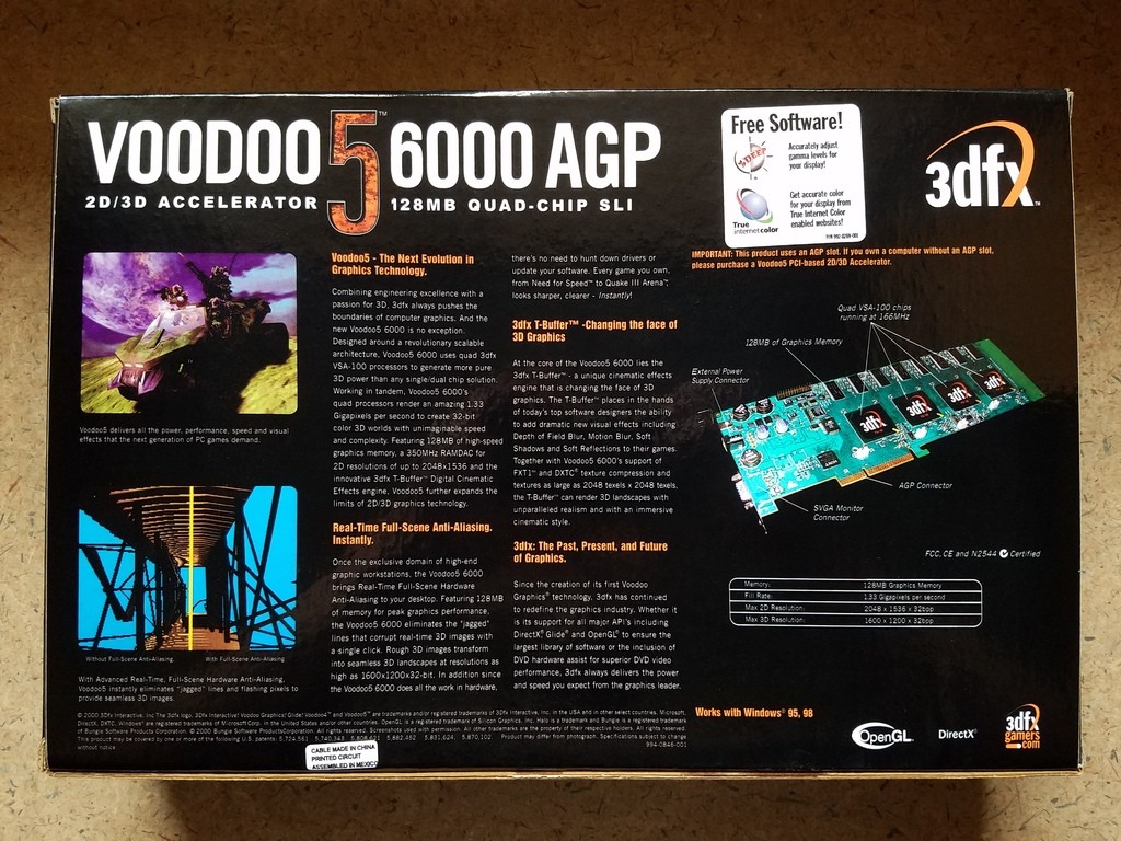 Immagine pubblicata in relazione al seguente contenuto: Photos of a video card 3dfx Voodoo5 6000 with its rare commercial box | Nome immagine: news27731_3dfx-Voodoo-5-6000_7.jpg