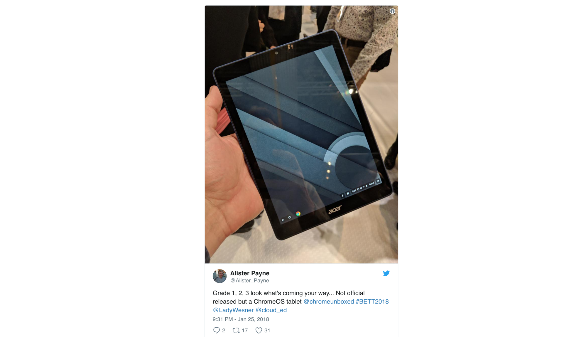 Immagine pubblicata in relazione al seguente contenuto: La foto di un misterioso tablet Acer equipaggiato con Chrome OS di Google | Nome immagine: news27779_Tablet-Acer-Chrome-OS_1.png