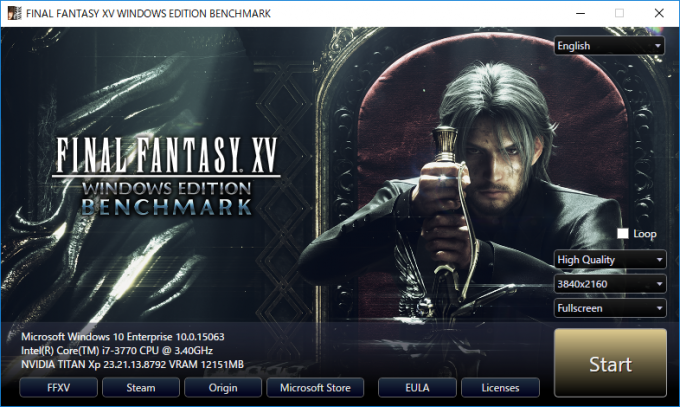 Media asset in full size related to 3dfxzone.it news item entitled as follows: Square Enix pubblica Final Fantasy XV Windows Edition Benchmark Tool | Image Name: news27811_Final-Fantasy-XV-Benchmark-Tool_1.png