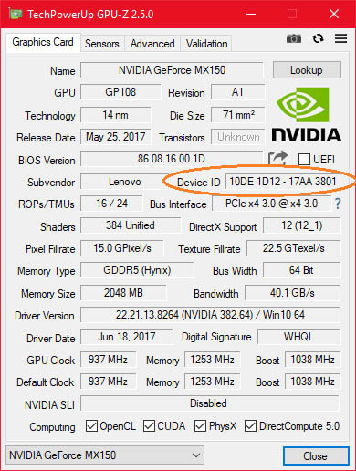 Immagine pubblicata in relazione al seguente contenuto: NVIDIA ha realizzato due varianti della GPU GeForce MX150: specifiche e test | Nome immagine: news28059_NVIDIA-GeForce-MX150-1D10-1D12_2.jpg