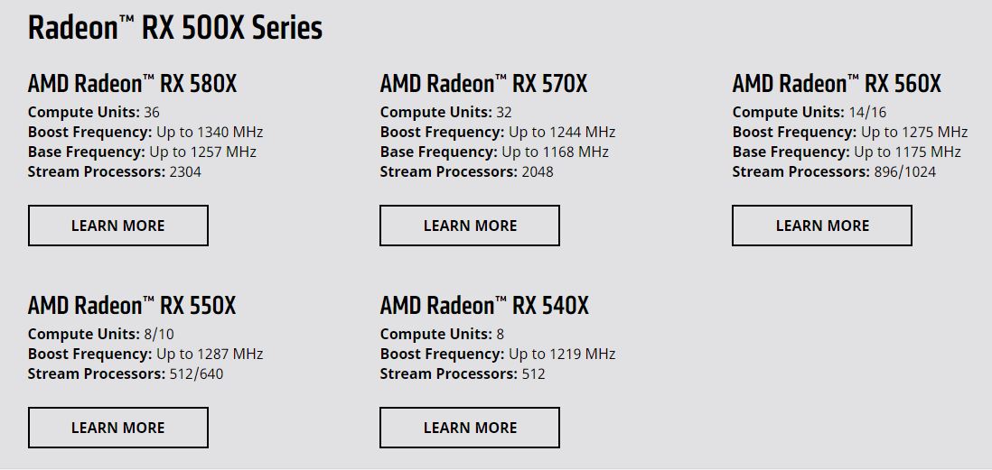 Immagine pubblicata in relazione al seguente contenuto: AMD pubblica le specifiche delle video card con GPU Radeon RX 500X | Nome immagine: news28130_Radeon-RX-500X_1.jpg