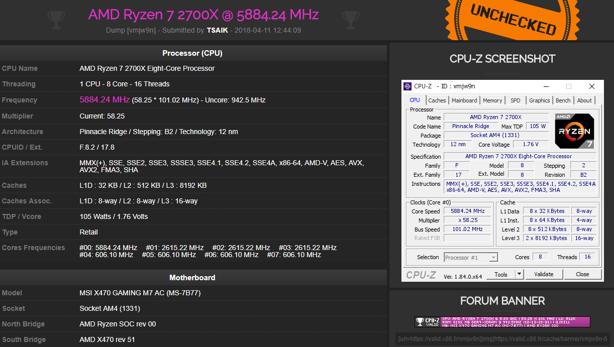 Media asset in full size related to 3dfxzone.it news item entitled as follows: I processori Ryzen 7 2700X e Ryzen 5 2600X spinti fino a 5884.24MHz e 5882.97MHz | Image Name: news28138_AMD-Ryzen-2000_1.png