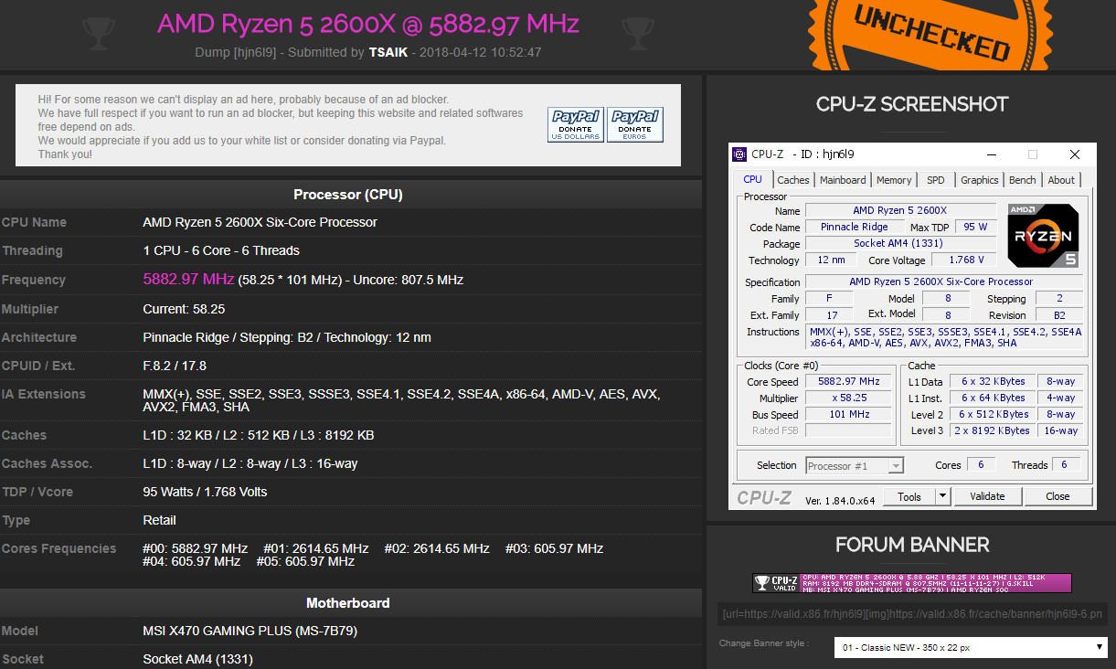 Media asset in full size related to 3dfxzone.it news item entitled as follows: I processori Ryzen 7 2700X e Ryzen 5 2600X spinti fino a 5884.24MHz e 5882.97MHz | Image Name: news28138_AMD-Ryzen-2000_2.png