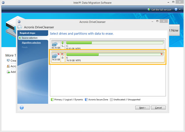 Immagine pubblicata in relazione al seguente contenuto: Spostare OS e dati da un HDD a un SSD con Intel Data Migration Software 3.2 | Nome immagine: news28461_Intel-Data-Migration-Software-Screenshot_2.jpeg