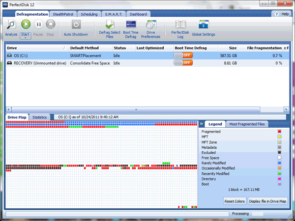 Immagine pubblicata in relazione al seguente contenuto: HDD Tweaking & Tuning Utilities: PerfectDisk Professional 14.0 build 893 | Nome immagine: news28489_PerfectDisk-Screenshot_1.gif