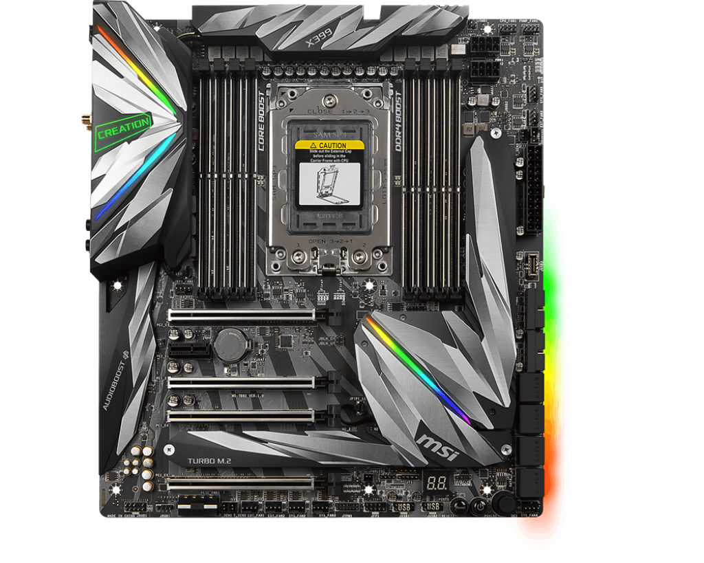 Media asset in full size related to 3dfxzone.it news item entitled as follows: MSI annuncia la motherboard MEG X399 CREATION per CPU Ryzen Threadripper | Image Name: news28550_MSI-MEG-X399-CREATION_2.png