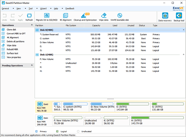 Immagine pubblicata in relazione al seguente contenuto: EaseUS Partition Master 12.10 Free Edition gestisce le partizioni dei dischi | Nome immagine: news28559_EaseUS-Partition-Master-Screenshot_1.png