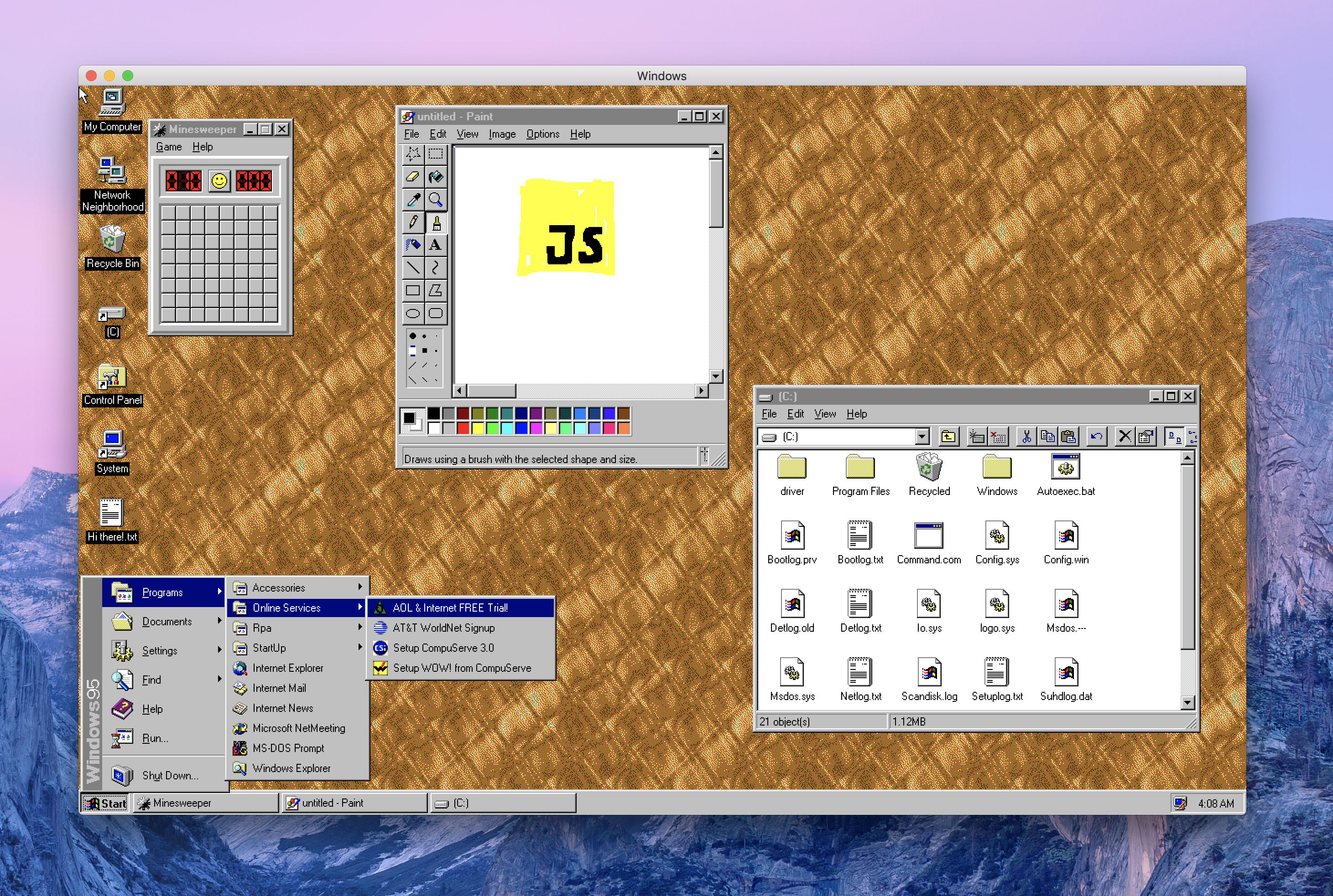 Immagine pubblicata in relazione al seguente contenuto: Windows 95 diviene portable ed eseguibile su Windows, Linux e macOS | Nome immagine: news28640_App-windows-95-Screenshot_1.png